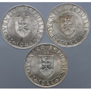 Slovakia, set of 10 Korun from 1944, (3 pieces)