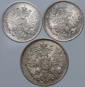Finsko, Mikuláš II., 1916-1917 S sada mincí, Helsinky, (3 ks)