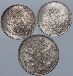 Finsko, Mikuláš II., 1916-1917 S sada mincí, Helsinky, (3 ks)
