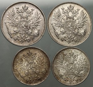 Finsko, Mikuláš II, sada mincí 1911-1917 S, Helsinki, (4 ks)