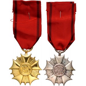 PRL, Order Sztandaru Pracy klasa I i II + miniatury, zestaw (2 sztuk)
