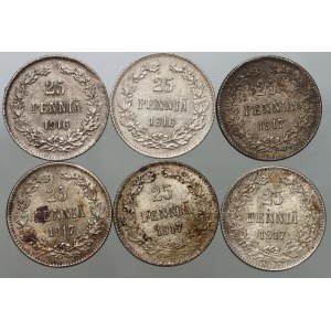 Finland, Nicholas II, set of coins from 1916-1917 S, Helsinki, (6 pieces)