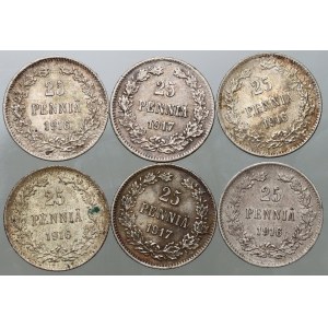 Finland, Nicholas II, set of coins from 1916-1917 S, Helsinki, (6 pieces)