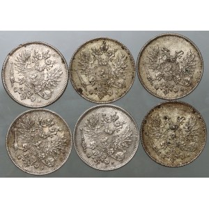 Finland, Nicholas II, set of coins 25 Pennia from 1916-1917 S, Helsinki, (6 pieces)