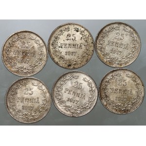 Finland, Nicholas II, set of coins from 1916-1917 S, Helsinki, (6 pieces)