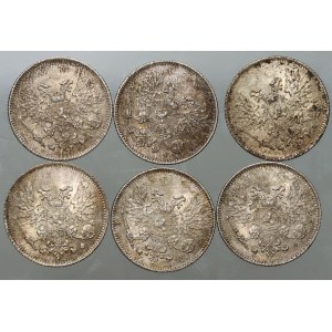Finland, Nicholas II, set of coins 25 Pennia from 1916-1917 S, Helsinki, (6 pieces)
