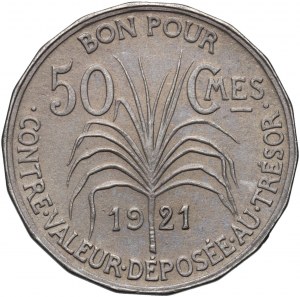 France, Guadeloupe, 50 Centimes 1921