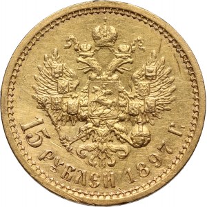 Russia, Nicholas II, 15 Roubles 1897 (АГ), St. Petersburg