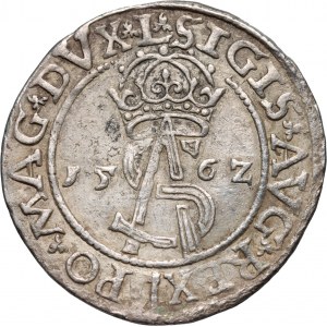 Zygmunt II August, trojak 1562, Wilno, monogram prążkowany