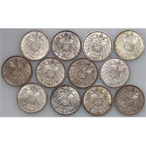 Germany, set of Mark coins from 1902-1915, (12 pieces)