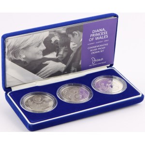 Alderney/Jersey/Guernsey, Elizabeth II, 5 Pounds Coin Set 2002, Diana Princess of Wales