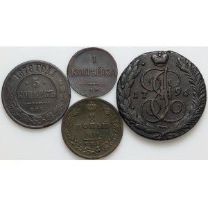 Russia, set of coins from 1796-1878, (4 pieces)