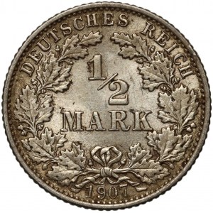 Germany, William II, 1/2 Mark 1907 E, Muldenhütten, scarce