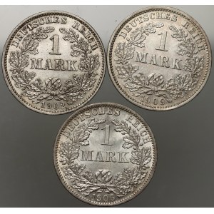 Germany, set of Mark coins from 1902-1909 (3 pieces)