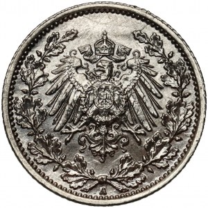 Německo, 1/2 marky 1917 A, Berlín, prooflike?, mincovna zničena