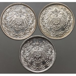 Germany, set of coins 1/2 Mark 1915-1917 (3 pieces)