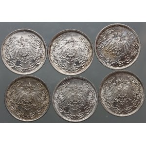 Germany, set of coins 1/2 Mark 1915-1918 (6 pieces)