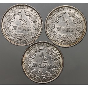 Germany, set of coins 1/2 Mark 1907 (3 pieces)