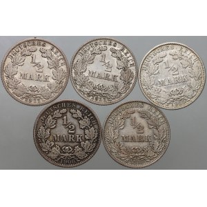 Germany, set of coins 1/2 Mark 1908-1912 (5 pieces)