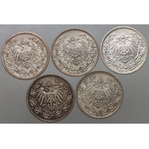 Germany, set of coins 1/2 Mark 1908-1912 (5 pieces)