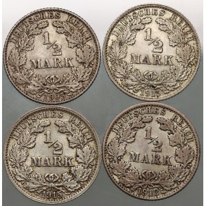 Germany, set of coins 1/2 Mark 1905-1915 (4 pieces)