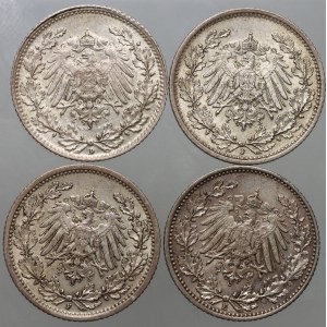 Germany, set of coins 1/2 Mark 1905-1915 (4 pieces)
