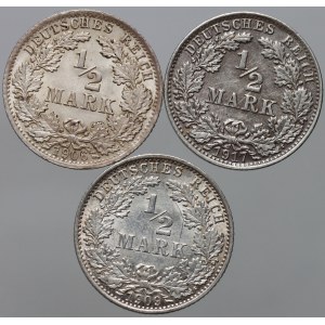 Germany, set of coins 1/2 Mark 1906-1917 (3 pieces)