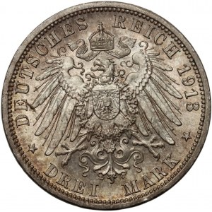 Germany, Prussia, Wilhelm II, 3 Mark 1913 A, Berlin, 25th Anniversary of the Reign Wilhelm II