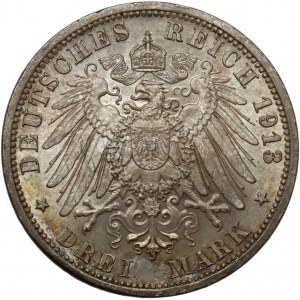Germany, Prussia, Wilhelm II, 3 Mark 1913 A, Berlin, 25th Anniversary of the Reign Wilhelm II