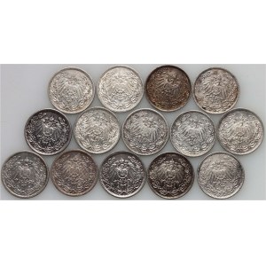 Germany, set of 1/2 Mark coins from 1905-1918 (14 pieces)