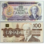 Canada, lot of 2 banknotes, 10-100 Dollars