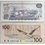 Canada, lot of 2 banknotes, 10-100 Dollars