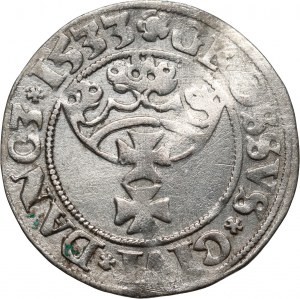 Zikmund I. Starý, groš 1533, Gdaňsk, otevřená koruna