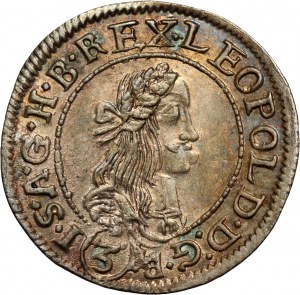 Maďarsko, Leopold I., 3 krajcary 1675 KB, Kremnica