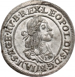 Maďarsko, Leopold I., 6 krajcarů 1671 KB, Kremnica