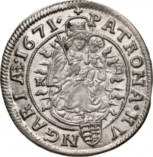 Maďarsko, Leopold I., 6 krajcarů 1671 KB, Kremnica