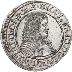 Śląsk, Księstwo Oleśnickie, Sylwiusz Fryderyk, 6 krajcarów 1674 SP, Oleśnica