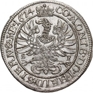 Śląsk, Księstwo Oleśnickie, Sylwiusz Fryderyk, 6 krajcarów 1674 SP, Oleśnica