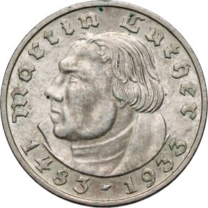 Germany, Third Reich, 2 Mark 1933 F, Stuttgart, Martin Luther