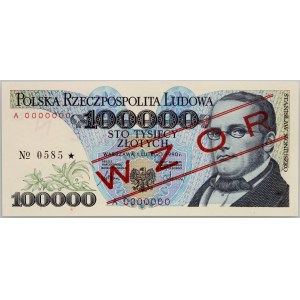 III RP, 100000 złotych 1.02.1990, WZÓR, No. 0585, seria A