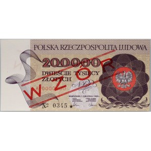 PRL, 200000 złotych 1.12.1989, WZÓR, No. 0345, seria A