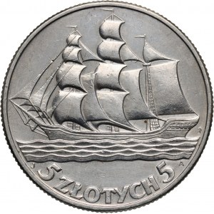 II RP, 5 złotych 1936, Warszawa, Żaglowiec