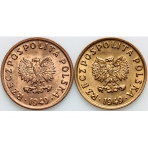 PRL, zestaw monet 5 groszy 1949, (2 sztuki)