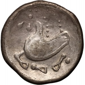 Eastern Celts, Pannonia, Costobocii, imitation of the Tetradrachm of Philip II of Macedon, 2nd century BC.