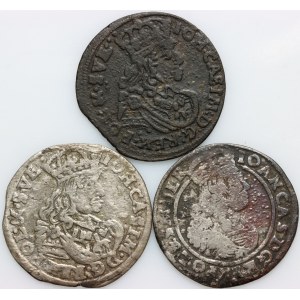 Jan II Kazimierz, zestaw szóstaków z lat 1662-1665, (3 sztuki)