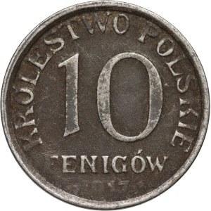 Królestwo Polskie, 10 fenigów 1917 FF, Stuttgart, napis blisko obrzeża
