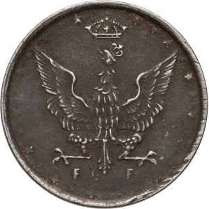 Królestwo Polskie, 10 fenigów 1917 FF, Stuttgart, napis blisko obrzeża