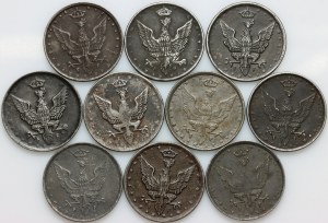 Polské království, sada mincí 10 feniků 1917, (10 kusů)