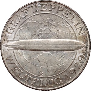 Německo, Výmarská republika, 5 značek 1930 E, Muldenhütten, Zeppelin