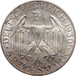 Německo, Výmarská republika, 5 značek 1930 E, Muldenhütten, Zeppelin